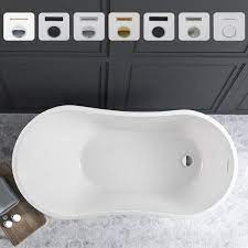 Vanity Art Va6525 Io 54 X 28 Freestanding Soaking Acrylic Bathtub Color White Integrated Overflow