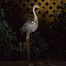 Solar Powered Light Up Heron With Led