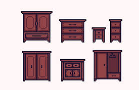 Wooden Closet Cabinet Pixel Art Set