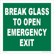 Break Glass To Open Sign V2675 Bus