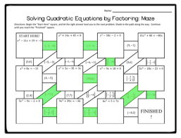 Quadratic Equation By Factoring Riddle