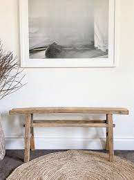 Rustic Wooden Bench Narrow Side Table