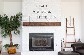 White Fireplace Mantle Mockup Blank