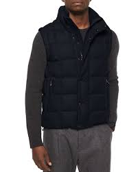 Moncler Tenay Box Quilt Wool Vest Navy