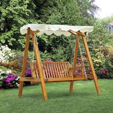 Wood Garden Chair Swing Bench Lounger Cream