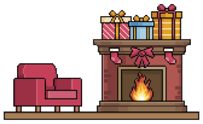 Premium Vector Pixel Art Fireplace