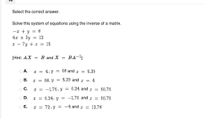 Of Equations Using The Inverse Of