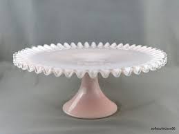Fenton Glass Silver Rose Cake Stand