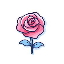 Vector Of A Flat Pink Rose Icon On A