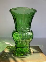 Emerald Green Carnival Glass Vase