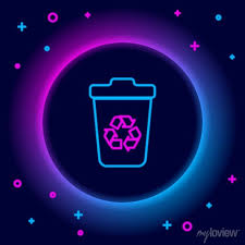 Glowing Neon Line Recycle Bin With