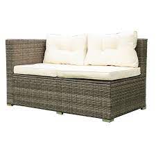 Creme 4 Piece Wicker Rattan Patio Sectional Outdoor Furniture Sofa Set With Storage Box