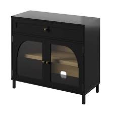 Black Accent Cabinet With Glass Doors