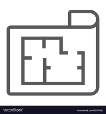 House Plan Line Icon Real Estate And