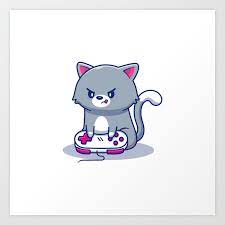 Cute Cat Gaming Icon Ilration