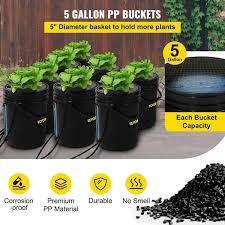 Vevor Dwc Hydroponic System 5 Gallon 8 Buckets Deep Water Culture Growing Bucket Hydroponics Grow Kit With Pump Air Stone