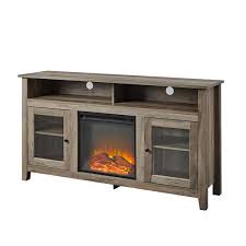 Modern Farmhouse Tall Fireplace Tv Stand White Oak 400 58 In Grey Wash