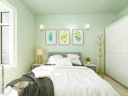 Light Green Tones Bedroom Double Bed