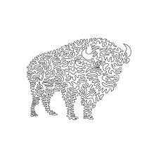 Line Drawing Of Long Haired Bison