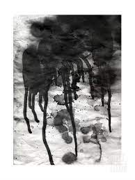 Abstract Black And White Ink Painting