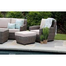 Canopy Linden 4 Piece Resin Wicker Patio Deep Seating Set With Sunbrella Cast Ash Cushions