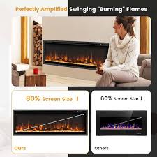 Costway 50 Electric Fireplace Recessed Wall Mounted Freestanding With Remote Control