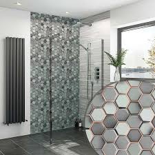 Grey Copper Hexagons Acrylic Shower