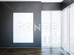 White Canvas On Dark Wall In Modern