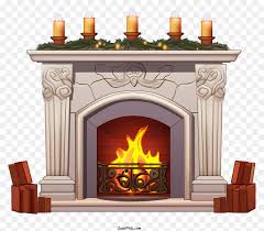 Stone Fireplace With Red Candles Dark