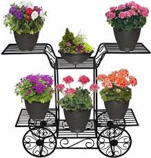 Cart Type Style Iron Flower Pot Stand