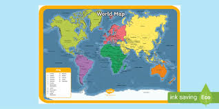 Labelled Printable World Map World