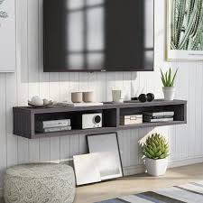 Distressed Gray Wood Floating Tv Stand