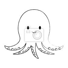 Cute Octopus Icon Over White Background