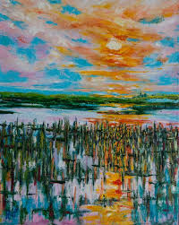 Marsh Sunset Raf Creative Art Oil