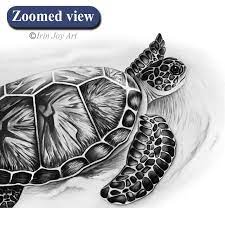 Black White Abstract Sea Turtle Wall