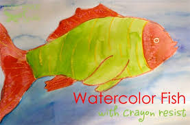 Watercolor Resist Tropical Fish Deep
