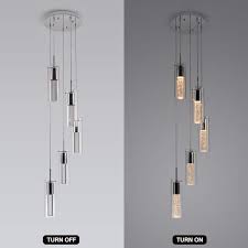 Simpol Home Modern 5 Lights Pendant Lights Chromed Finished Pendant Lighting Chandeliers With Bubble Glass For Kitchen Island