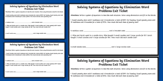Equations By Elimination Word Problems