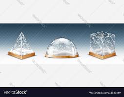 Realistic Glass Cube Pyramid And Dome