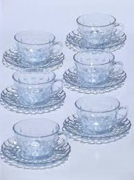 Blue Bubble Pattern Cups Saucers