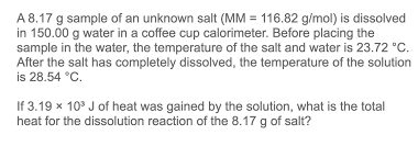 8 17 G Sample Of An Unknown Salt