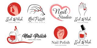 Manicure Icon Set With Woman Hands Logo