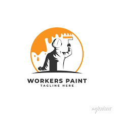 Worker Painting Construction Logo