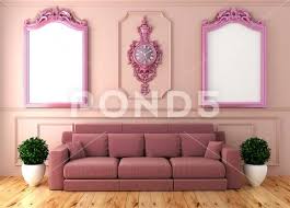 Empty Luxury Room Interior With Pink