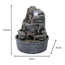 Watnature 9 8 In Resin Rockery Indoor Water Fountain Zen Meditation Tabletop Fountain With Led Lights And Crystal Ball