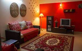Red Accent Wall Small Living Room