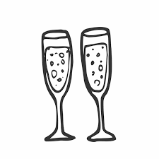 Handdrawn Glasses Of Champagne