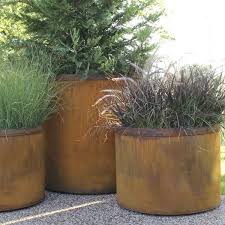 Round Cor Ten Planters Outdoor Patio