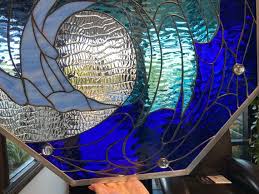 Octagon Ocean Wave Leaded Stained Glass