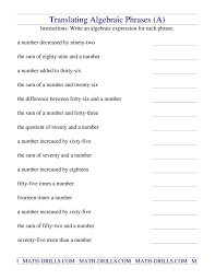 Translating Algebraic Phrases Simple